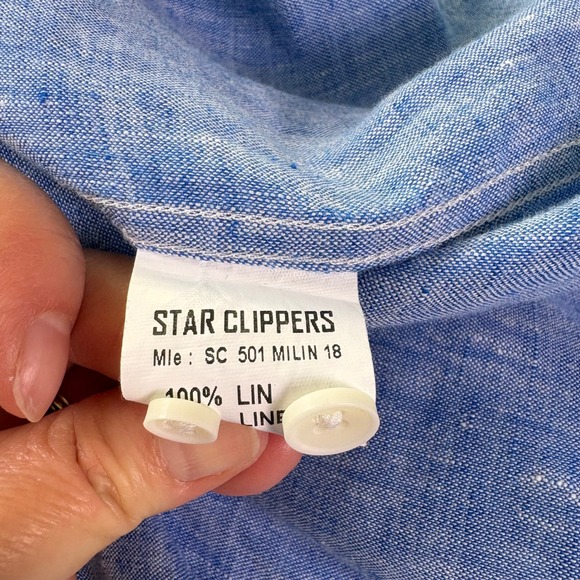 Star Clippers Men XL 100% Linen Button Down Shirt Coastal Resort Vacation Casual - Picture 6 of 8